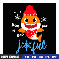 joyful christmas day santa baby shark orange svg, cartoon svg, digital download