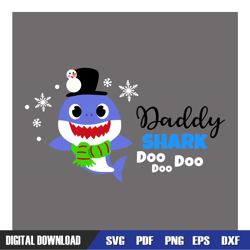 daddy shark doo doo christmas winter day svg, cartoon svg, digital download