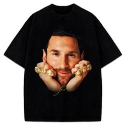lionel messi 8 ballon d'or gold rings greatest of all time goat soccer football t-shirt