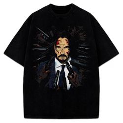 john wick keanu reeves comic vintage style graphic design t-shirt