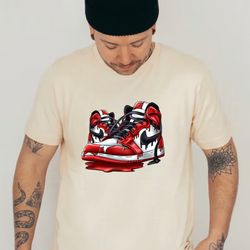 sneaker head red and white t shirt