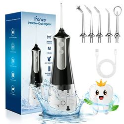 IFANZE Water Flosser Cordless for Teeth Cleaning, Rechargeable Oral Irrigator 3 Modes 5 Tips IPX6 Waterproof Powerful Ba