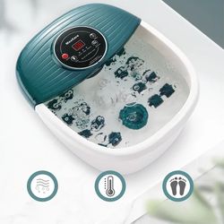 MaxKare Foot Spa Bath Massager with Heat, Bubbles, and Vibration, Digital Temperature Control, 16 Detachable Massage Rol
