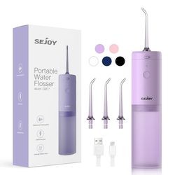 Sejoy Cordless Water Flosser, Rechargeable Portable Oral Irrigator Teeth Cleaner, Purple