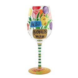 Tabletop Best Bonus Mom Ever Glass Wine Glass Hand Painted 6010656