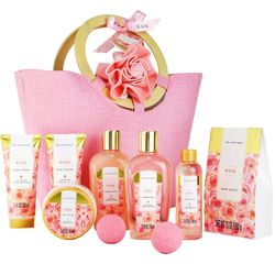 Spa Gift Sets for Women Rose Bath Body Care Gift Baskets, 10 Pcs Relaxing Spa Kits Birthday Mothers Day Gifts for Mom