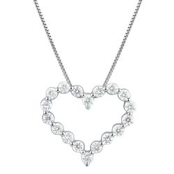 Unique Moments 1/4 Carat Round Cut Lab Grown Diamond Heart Pendant Necklace in Sterling Silver (H-I, SI-I1), 18" for Wom