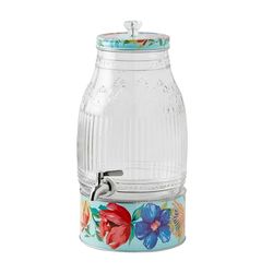 The Pioneer Woman Delaney 2-Gallon Glass Drink Dispenser with Metal Stand