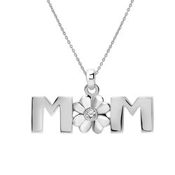 JeenMata Four-Leaf Clover Mom Diamond Necklace in 18K White Gold over Silver
