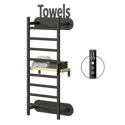 LALAHOO Towel Warmer Rack,8 Bars Wall Mounting Towel Warmers for Bathroom,201 Stainless Steel Heated Towel Rack with She