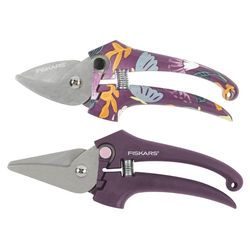 Fiskars Designer Pruning Shears and Snip Set, Stainless Steel Garden Tools, Purple