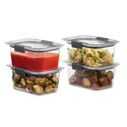 Rubbermaid Brilliance Food Storage Containers, 4.7 Cup, 4 Pack, Leak-Proof, BPA Free, Clear Tritan Plastic