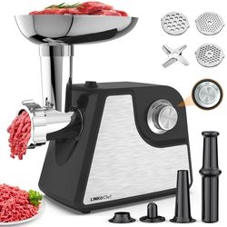 LINKChef Meat Grinder, 2 Adjustable Speed 2400W Max Electric Meat Grinders for Home use, Sausage Stuffer, ETL Approved(B