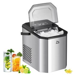 WhizMax Countertop Ice Maker Portable with Handle, 26Lbs/24H Self Cleaning Ice Machine, 9Pcs/6Mins