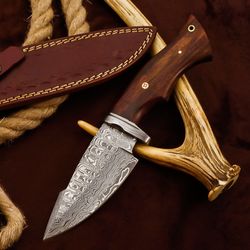 Damascus hunting knife,  Fixed Blade knife ,Skinner knife, Damascus steel knife, Camping knife Gift for him