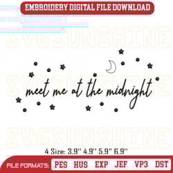 meet me at the midnight taylor swift embroidery designs, taylor swift the midnight song embroidery design file