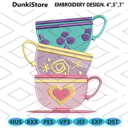 mad hatter teacups wonderland inspired machine embroidery design