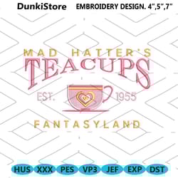 mad hatters tea party machine embroidery design