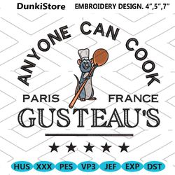 ratatouille movie inspired machine embroidery design gusteaus anyone can cook