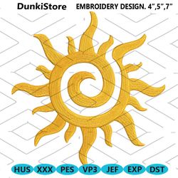 sun tangled inspired machine embroidery design