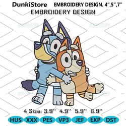 bluey and bingo hug embroidery