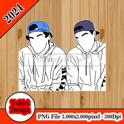 Dolan twins stencil coloured hats tshirt design PNG higt quality 300dpi digital file instant download