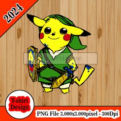 pikachu the legend of zelda tshirt design png higt quality 300dpi digital file instant download