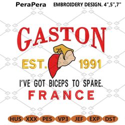 gaston from beauty and the beast machine embroidery established 1991