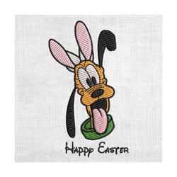 happy easter funny face pluto dog bunny embroidery