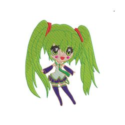 chibi miku anime embroidery design png