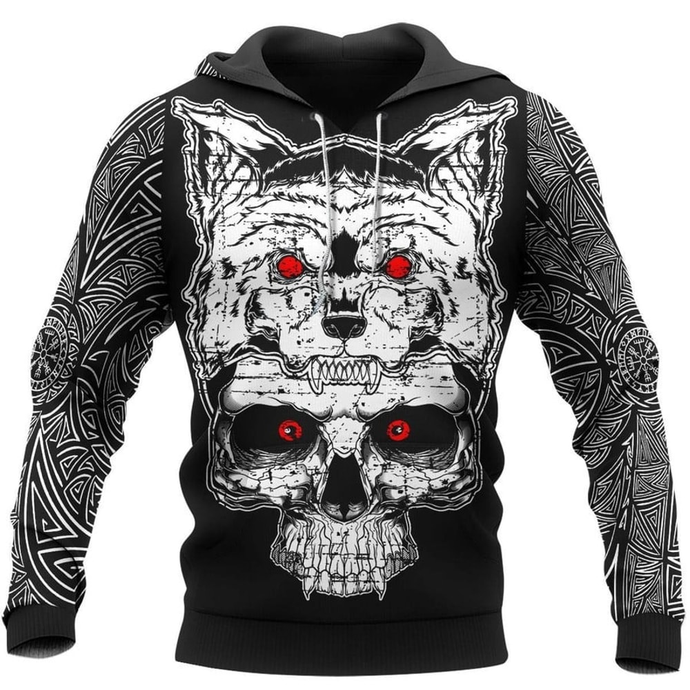 VIKING CLOTHING WOLFAVEN VIKING, All Over Print Hoodie Zip Hoodie Fleece Hoodie 3D, Vikings Tattoo Hoodie 3D KA136