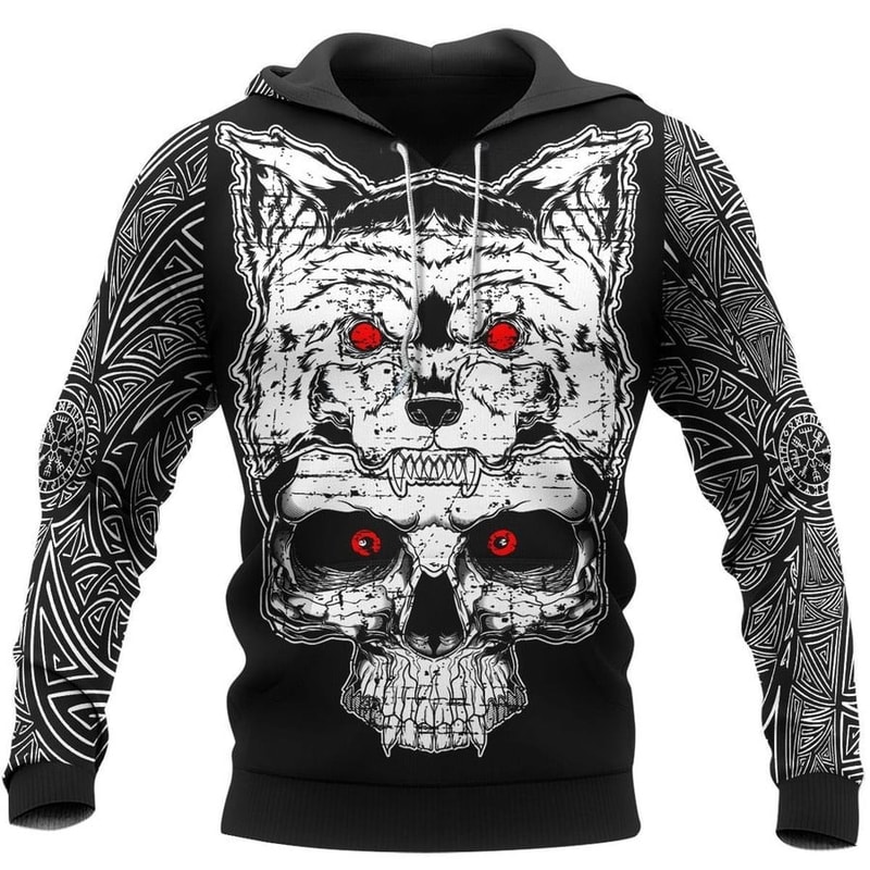 VIKING CLOTHING WOLFAVEN VIKING, All Over Print Hoodie Zip Hoodie Fleece Hoodie 3D, Vikings Tattoo Hoodie 3D KA136