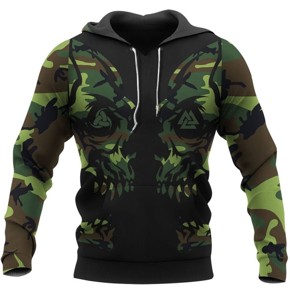 VIKING CLOTHING CAMO VIKING, All Over Print Hoodie Zip Hoodie Fleece Hoodie 3D, Vikings Tattoo Hoodie 3D KA139