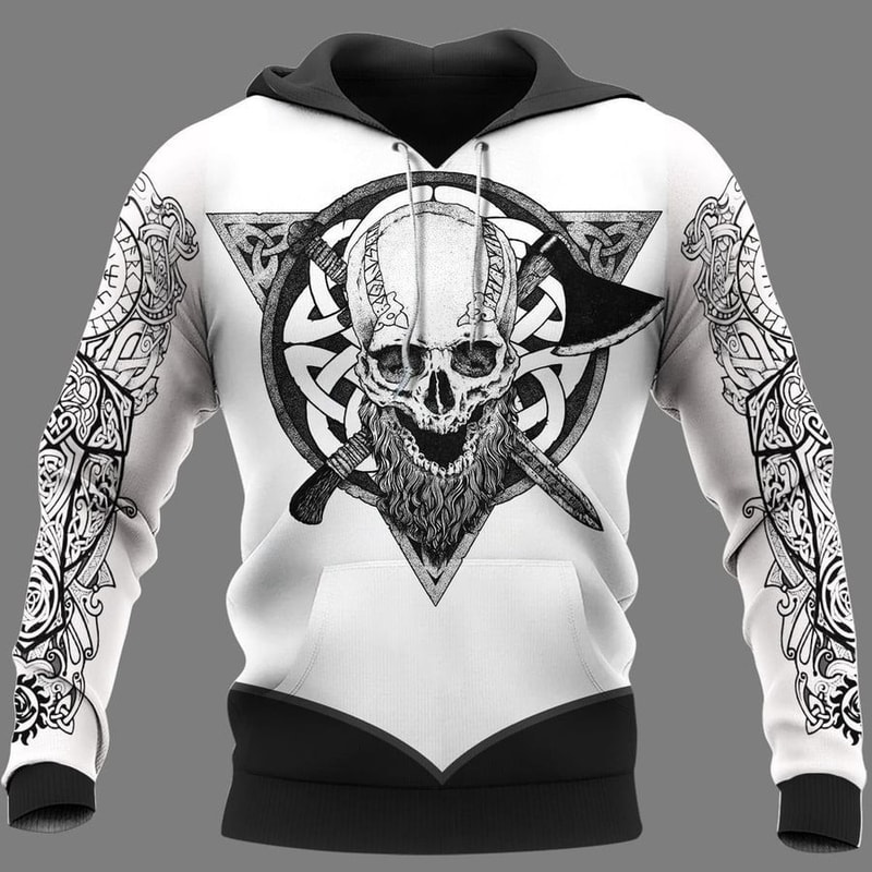 VIKING CLOTHING WARRIOR VIKING, All Over Print Hoodie Zip Hoodie Fleece Hoodi 3D, Vikings Tattoo Hoodie 3D KA150