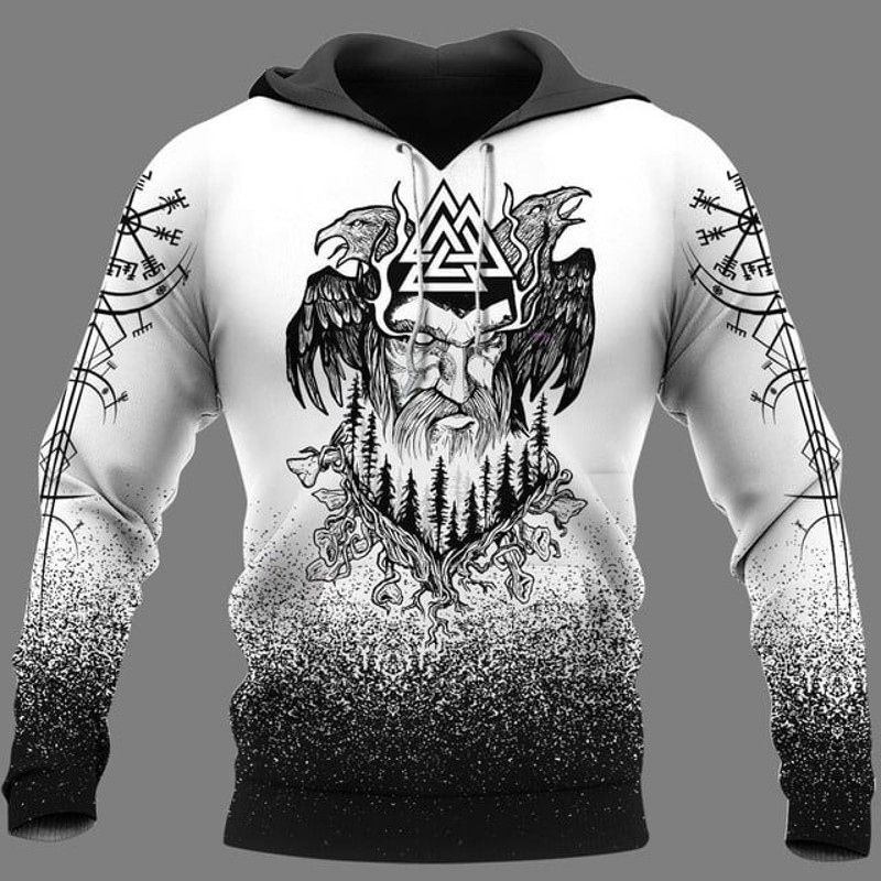 Viking Clothing Odinaven Valknut Hamme, All Over Print Hoodie Zip Hoodie Fleece Hoodi 3D, Vikings Tattoo Hoodie 3D KA322