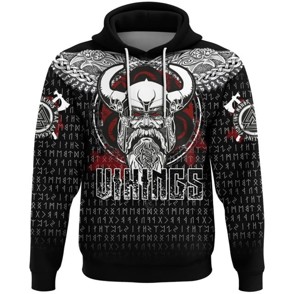 Viking Odin Honor Hoodie - Viking Patt, All Over Print Hoodie Zip Hoodie Fleece Hoodi 3D, Vikings Tattoo Hoodie 3D KA388