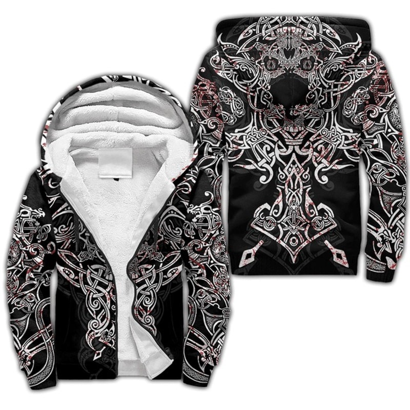 Nidhogg Ver Viking Wolf Tattoo Style, All Over Print Hoodie Zip Hoodie Fleece Hoodi 3D, Vikings Tattoo Hoodie 3D KA396