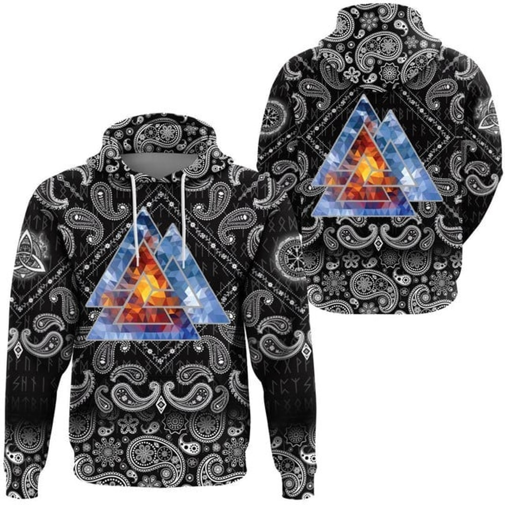 Viking Hoodie Special Valknut, All Over Print Hoodie Zip Hoodie Fleece Hoodi 3D, Vikings Tattoo Hoodie 3D KA445