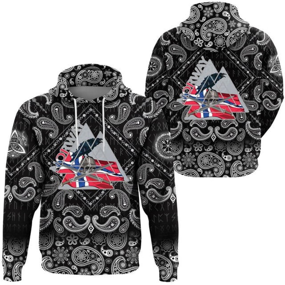 Viking Hoodie Norway Valknut, All Over Print Hoodie Zip Hoodie Fleece Hoodi 3D, Vikings Tattoo Hoodie 3D KA446