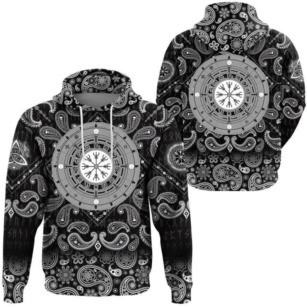 Viking Hoodie The Compass, All Over Print Hoodie Zip Hoodie Fleece Hoodi 3D, Vikings Tattoo Hoodie 3D KA463