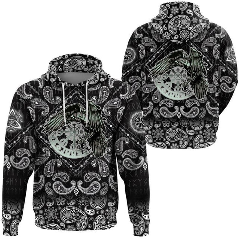 Viking Hoodieaven and Vegvisir, All Over Print Hoodie Zip Hoodie Fleece Hoodi 3D, Vikings Tattoo Hoodie 3D KA468