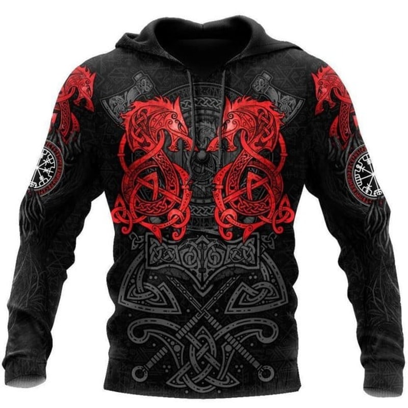 Viking Clothinged Fenrir Viking Wolf, All Over Print Hoodie Zip Hoodie Fleece Hoodi 3D, Vikings Tattoo Hoodie 3D KA496