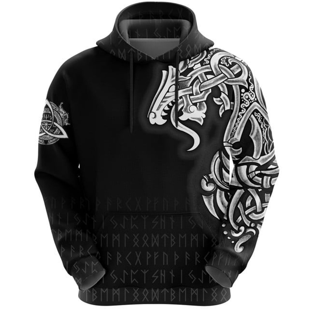 Viking Hoodie Best Jormungand Tattoo, All Over Print Hoodie Zip Hoodie Fleece Hoodi 3D, Vikings Tattoo Hoodie 3D KA504