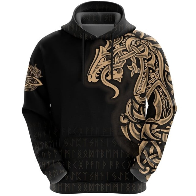 Viking Hoodie Best Jormungand Tattoo, All Over Print Hoodie Zip Hoodie Fleece Hoodi 3D, Vikings Tattoo Hoodie 3D KA506