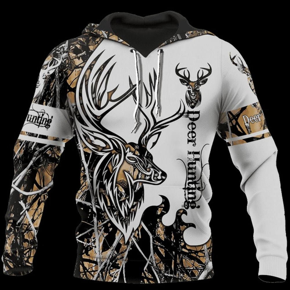 Deer Hunting Outshine Camo 3D,All Over Print Hoodie Zip Hoodie Fleece Hoodi 3D, Vikings Tattoo Hoodie 3D KA567