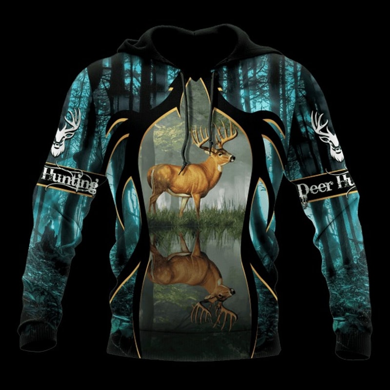 D Unisex Hoodie Deer Hunting,All Over Print Hoodie Zip Hoodie Fleece Hoodi 3D, Vikings Tattoo Hoodie 3D KA589