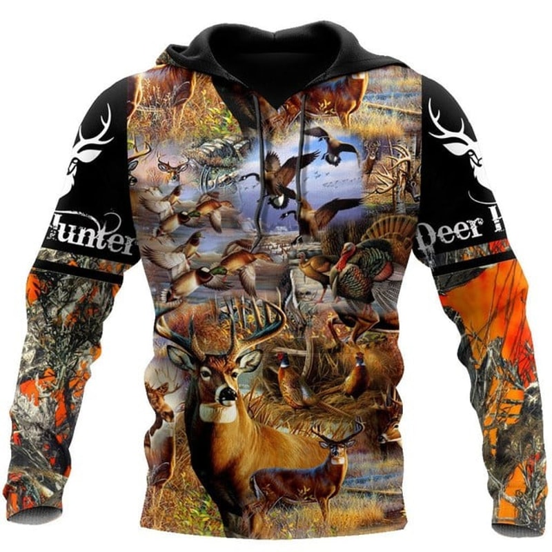 Hunting Camo Over Printed Unisex,All Over Print Hoodie Zip Hoodie Fleece Hoodi 3D, Vikings Tattoo Hoodie 3D KA608