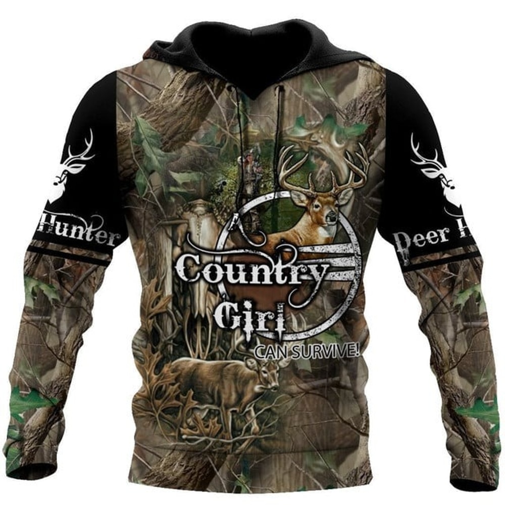 Country Girl Hunting Camo Over Printed ,All Over Print Hoodie Zip Hoodie Fleece Hoodi 3D, Vikings Tattoo Hoodie 3D KA609