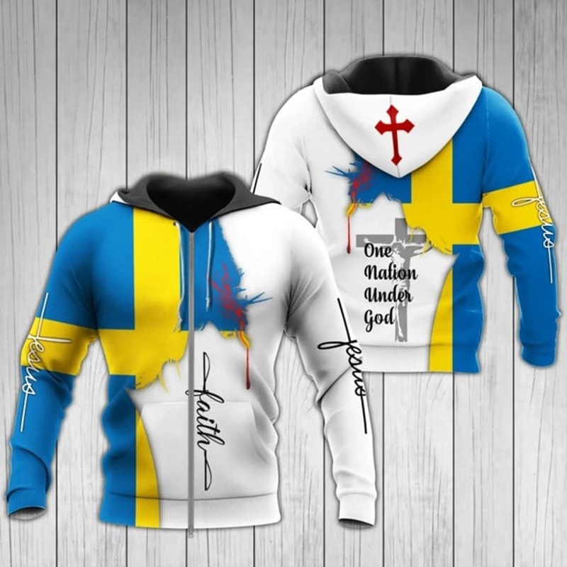 (Sverige) Jesus Sweden Faith 3D 3D,All Over Print Hoodie Zip Hoodie Fleece Hoodi 3D, Vikings Tattoo Hoodie 3D KA618