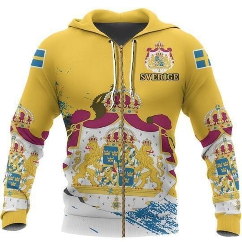 Sverige Sweden Special Hoodie,All Over Print Hoodie Zip Hoodie Fleece Hoodi 3D, Vikings Tattoo Hoodie 3D KA620